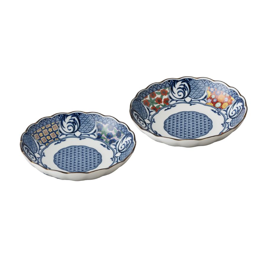 Rakuten - 深皿 盛鉢 2枚 セット 組盛鉢 食器セット 電子レンジ対応 プレゼント ギフト 藍染小紋 07581