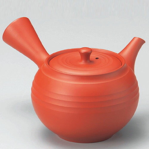 常滑焼 急須 3-7 瑞仙 18号 朱泥丸段目帯アミ急須 320ml 帯アミ 深蒸し茶 番茶 ほうじ茶用 日本製 箱入り T007