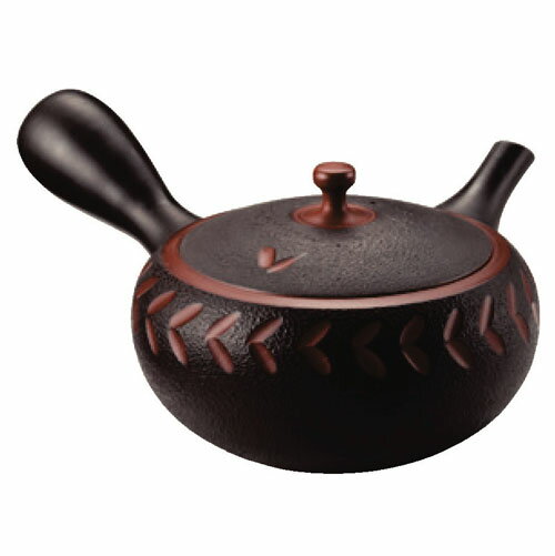 常滑焼 急須 1-173 陶仙 14号 双葉カット帯アミ急須 240ml 帯アミ 深蒸し茶 番茶 ほうじ茶用 日本製 箱入り T1880