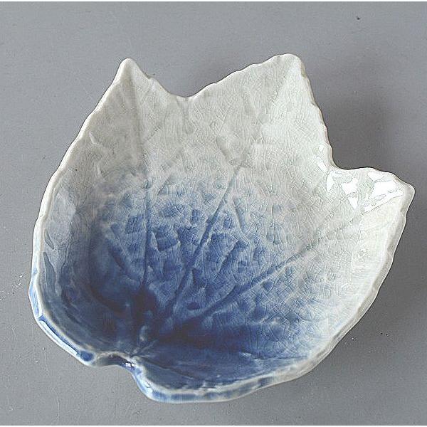 中皿 木の葉 メイプルリーフ 青白 1枚