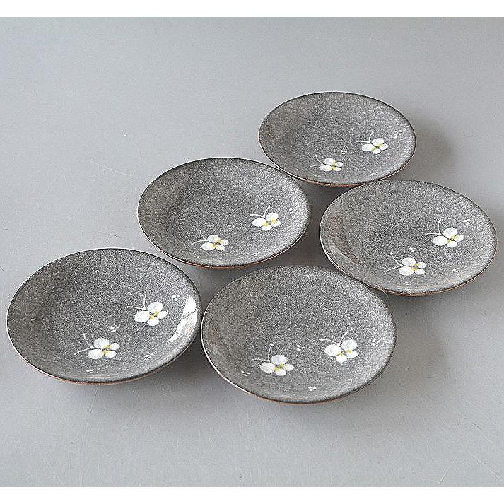 小皿 5枚セット 貫入 白蝶の舞 φ14.3cm