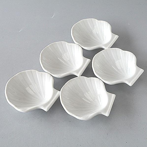 Plates - 小皿 デザート皿 シェル形 白 5個セット
