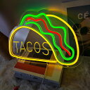 Tacosネオンサイン LEDネオンライト 壁掛け ネオン看板 タコス型 インテリア 雰囲気作り 喫茶店 居酒屋 ギフ バー カフェ 喫茶店 USB給電 ゲーマ...