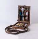 スケッチ 箱 ライターメッセンジャー ウッドボックス レトロ ヒンジ付き 木製ふたショルダーバッグ付き木箱 リッドラッチ付き 屋外スケッチ収納ボックスA5木箱 ...