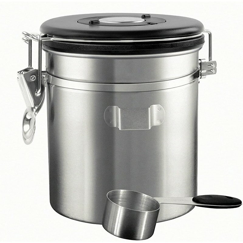 コーヒーキャニスター 1500ml スプーン付き 保存容器 ステンレス製 密封容器 茶筒 日付表示ダイヤル 防湿保存缶 コーヒー密閉容器 コーヒー豆 茶筒 香料 食材 鮮度保持 自動操作 日付表示 密封びん コーヒー豆 パスタ 穀物 珈琲 紅茶 海苔 ガラス キャニスター