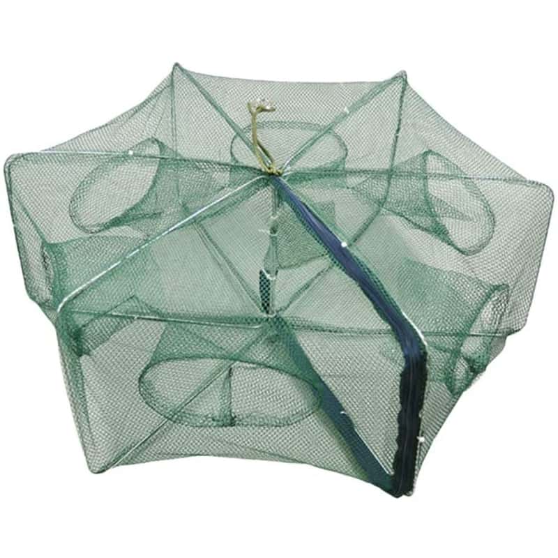 漁具 魚捕り網 魚網 折りたたみ かご 一網打尽 仕掛け 6穴 釣り道具