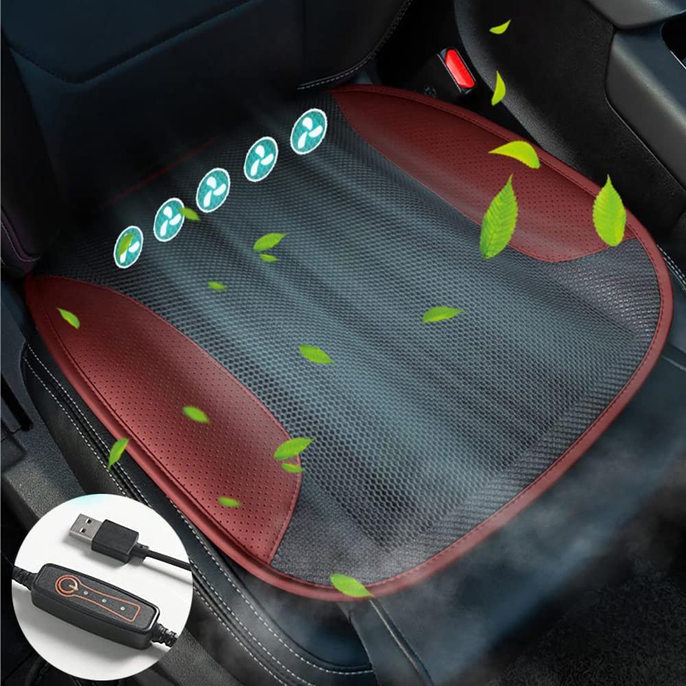 シートクーラー車用 シートカバー車 5個強力ファン 3段階風量調節 3Dメッシュ シートカバー車 usb 快適シート シートカバーレザー カバー oneボタン操作 通気性 滑り止め加工 オフィス 自宅用