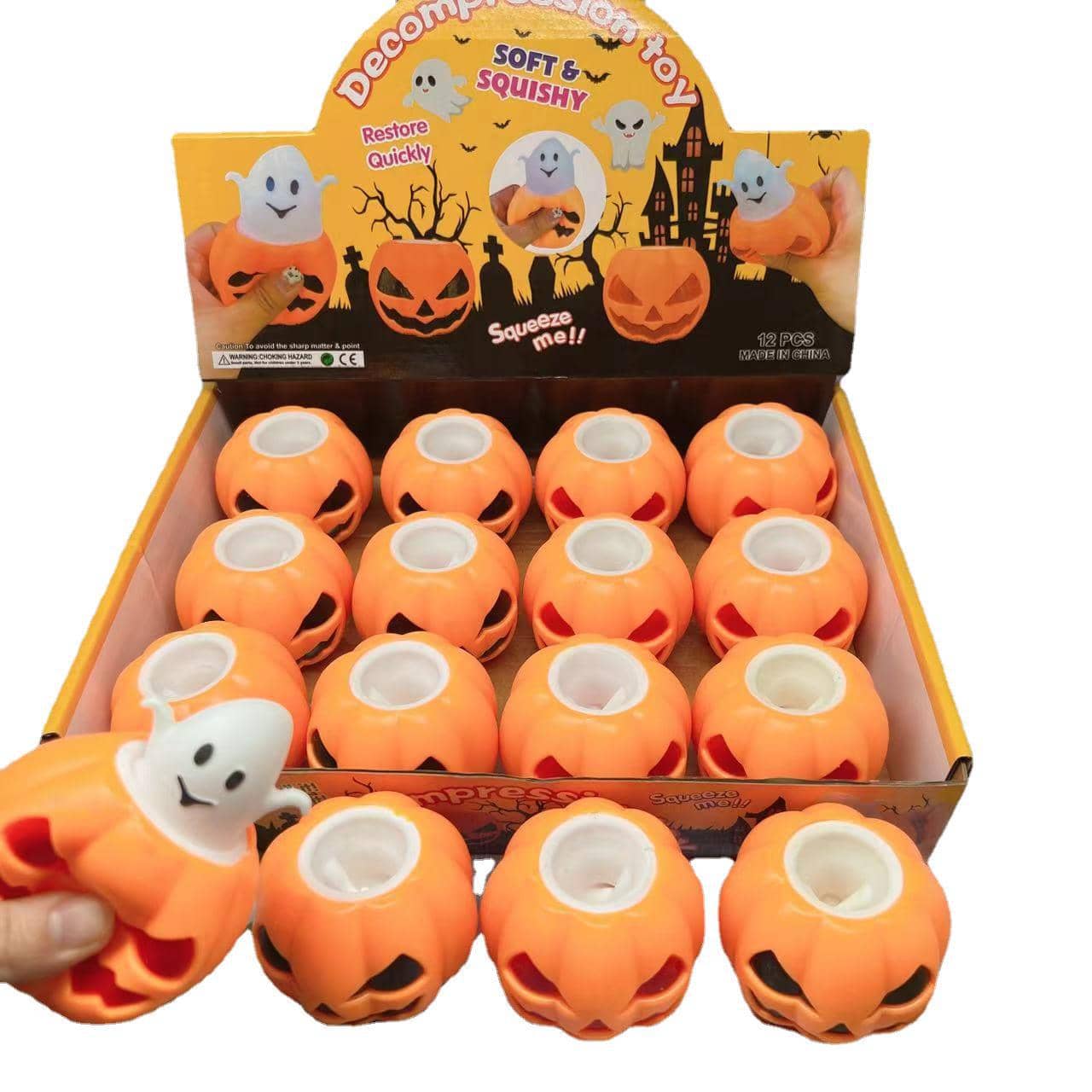 12個セット ハロウィン おもちゃ カボチャ 幽霊 玩具 減圧グッズ シリコン子供 仕掛け 玩具 置物 景品 仕掛け ハロウィン 飾り 飾り付け 装飾 パーティー グッズ プレゼント ハロウィン グッズ ケース入り 2308
