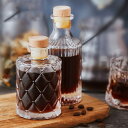 二個セット ガラス デキャンタ ボトル カラフェ 蓋付き ワイン ウィスキー ブランデー コーヒー おしゃれ