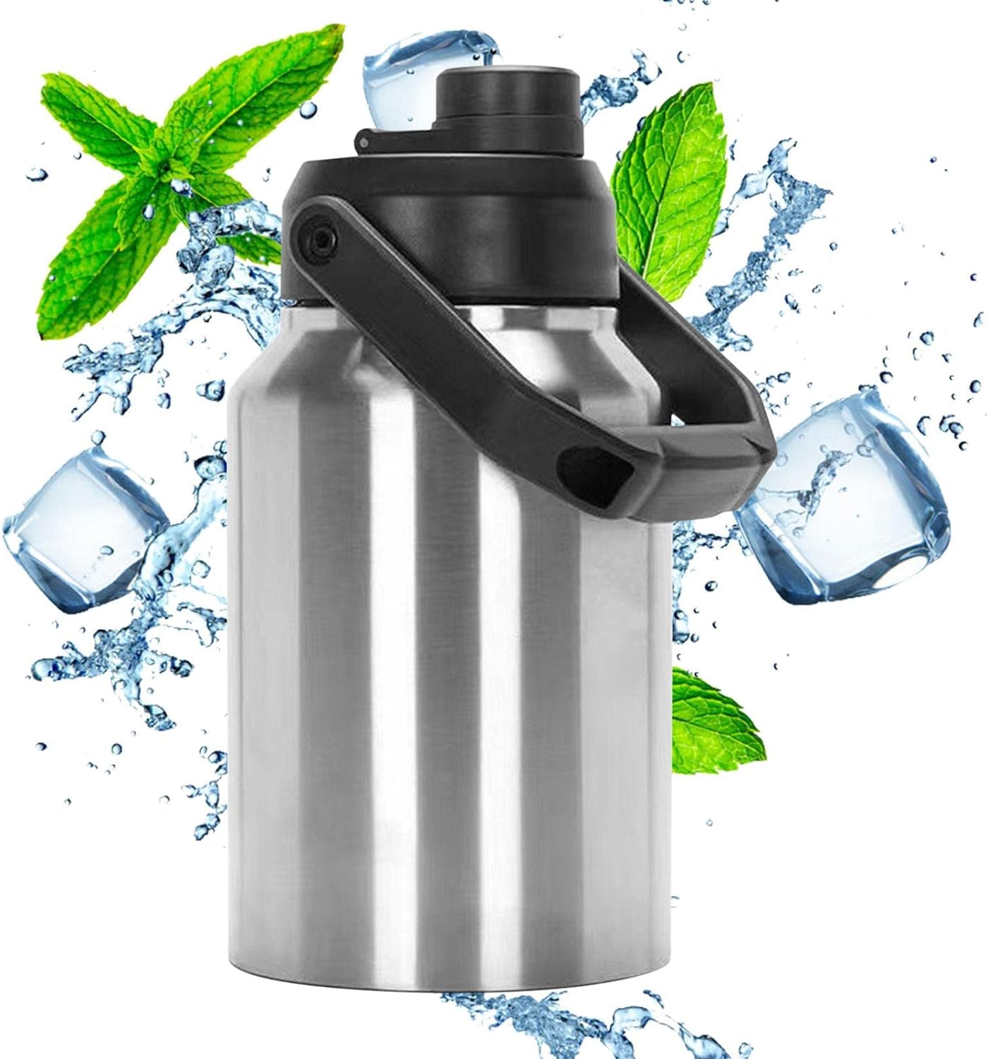 アイスジャグ 水筒 スポーツボトル 保冷 真空二重構造 ガロンボトル ステンレスボトル コップ コーヒータンブラー 保温保冷 結露防止 氷を入れやすい 冷たい飲み物 魔法瓶 キャンプジャグ 学校 家庭 仕事 ジム スポーツ 旅行 アウトドア 【容量：2000ml】