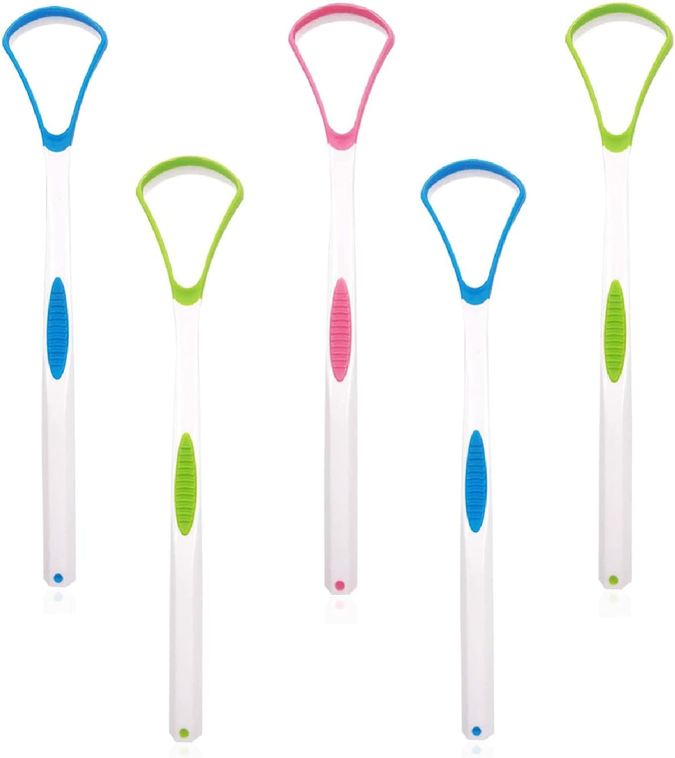 サムコス 舌ブラシ シリコン 5本セット 3色 舌 磨き ブラシ 舌クリーナー 口臭ケア 舌苔 掃除 舌磨き 両面用 個包装 携帯に便利 （2本ブルー 2本グリーン 1本ピンク）