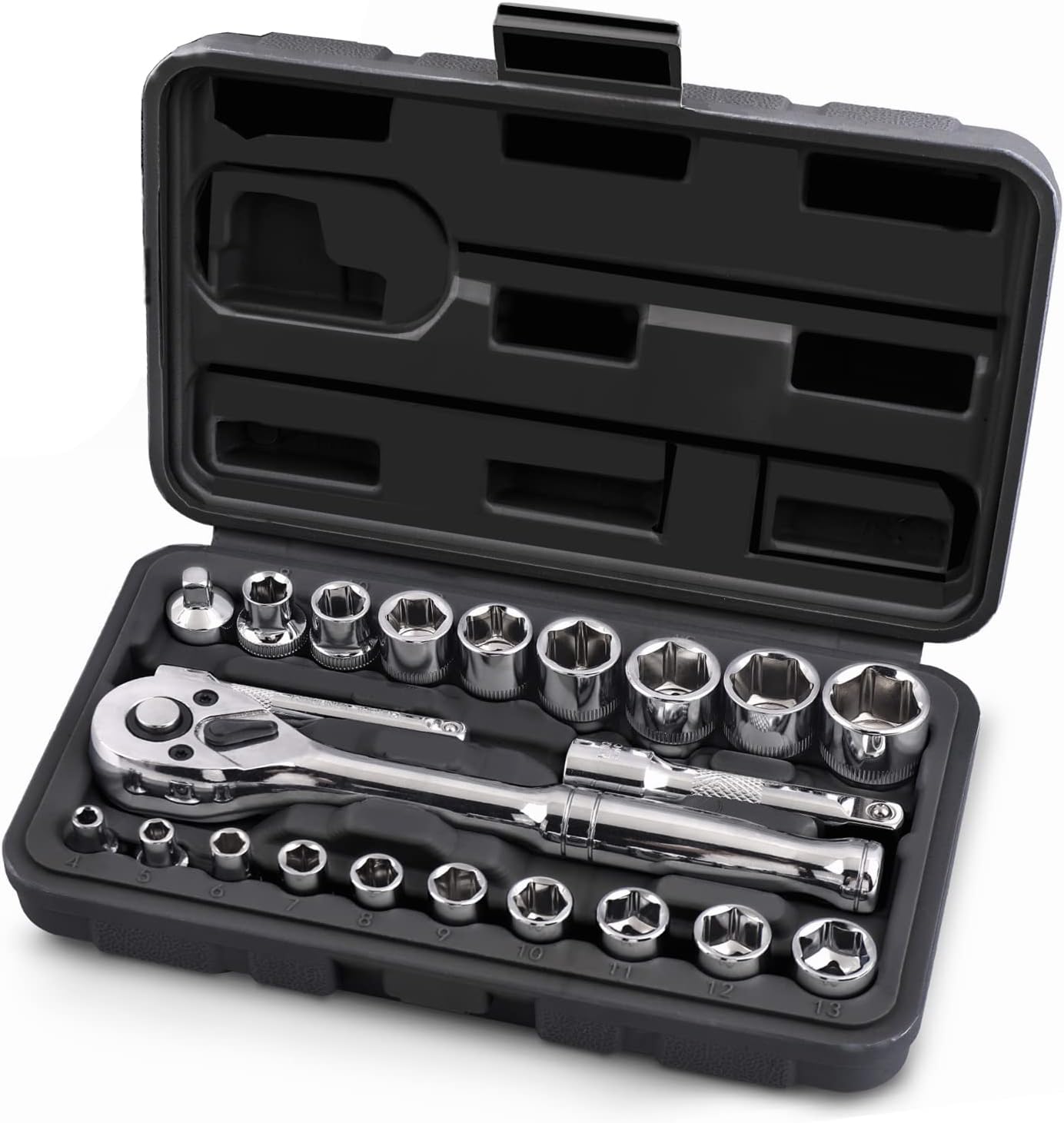 22点セット ラチェットレンチ ソケットレンチセット（差込角9.5mm＆6.35mm）自動車工具セット ガレージツールセット カーメンテナンス バイク 車整備