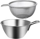 2点セット ステンレス スチール ザル ボウル 取っ手付き 12Cm 米 洗い物 ボウル ザル 食品用 ストレーナー 果物用 野菜用 洗い物用 パスタ用 スパゲ...