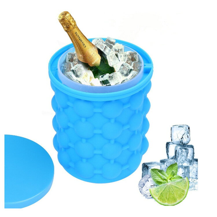 アイスバケツ アイス用品 蓋付き ピクニック用 コンパクト バケツ プラスチック製（ブルー）