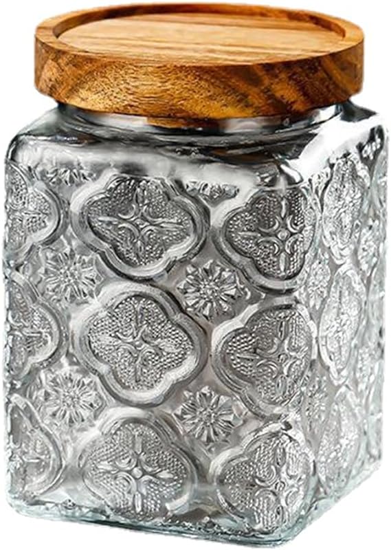 保存容器 ガラス瓶 密閉容器 梅酒 瓶 果実酒 瓶 梅酒容器 梅干し 容器 ガラス保存瓶 大容量 コーヒー豆 パスタ キャニスター お茶 砂糖 キャンディー 梅酒ドリンク お菓子 防湿 密封 貯蔵容器 キッチン収納 (正方形 700ml)