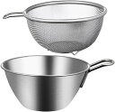 ステンレス スチール ザル ボウル 2個セット 取っ手付き 15Cm 米 洗い物 ボウル ザル 食品用 ストレーナー 果物用 野菜用 洗い物用 パスタ スパゲッ...