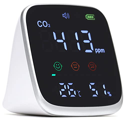 二酸化炭素モニター CO2センサー 測定器 計測器 検出器 センサー co2 モニター チェッカー 二酸化炭素 PM2.5 ホルムアルデヒド 有機化合物 温度 湿度 時計 充電式