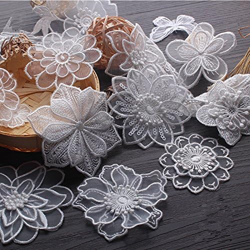 レース生地 刺繍花 縫製 DIY 服 工芸品の装飾 パッチ アップリケ モチーフ マルチスタイル 2枚セット