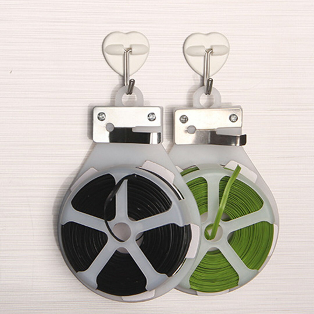 【時間限定！ ポイント10倍！】2個セット ビニールタイ ワイヤー入り カッター付きリールケース ビニタ..