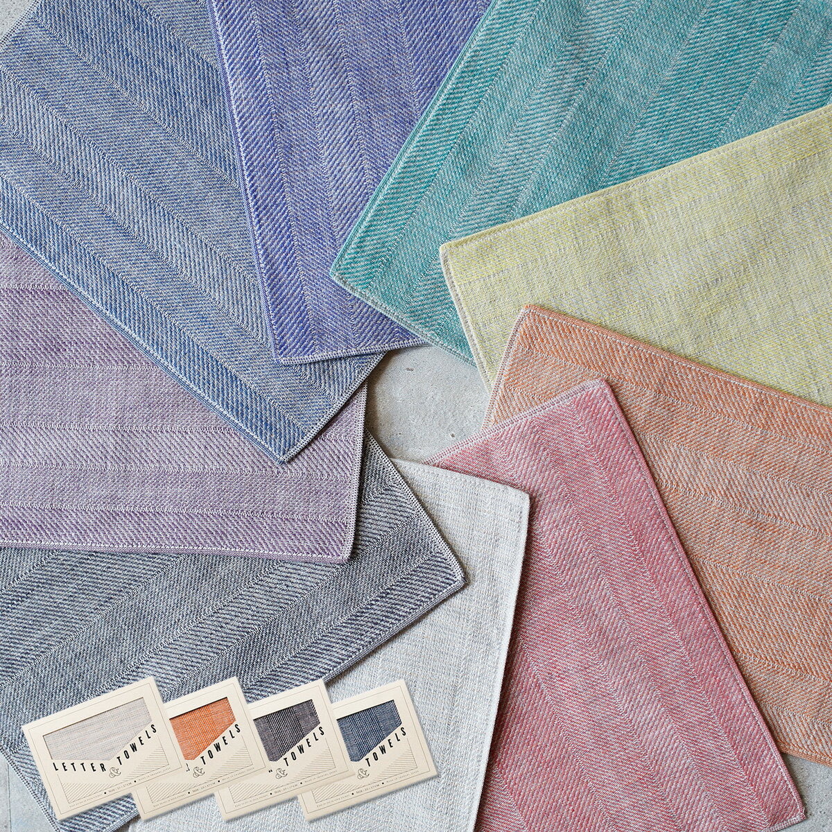 【送料無料】 LETTER & TOWELS タオルハンカチ パッケージ入り 1枚 綿100% 25cm×17cm 水布人舎 ギフト 贈り物