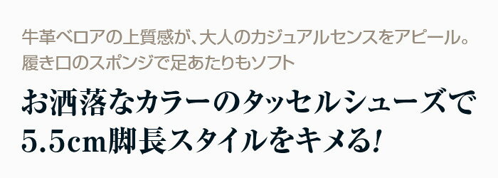 メンズアップシューズ 牛革ベロア(バイカラータッセル) - 5.5cm アップ シークレットシューズ ヒールアップシューズ ワイズ 4E 脚長 スエード ベロア 牛革 レザー 革 スニーカー カジュアル タッセル スリッポン レザー おしゃれ 日本製 メンズ 紳士 大人 ギフト プレゼント