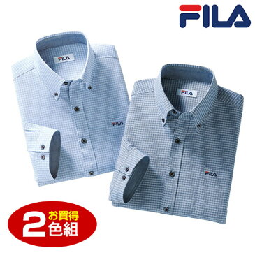 FILA 七分袖チェックシャツ2色組【ボタンダウン メンズ カジュアル ポケット付き】【送料無料】