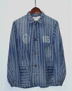 【中古】FREEWHEELERS フリーホイーラーズ UINON SPECIAL OVERALLS PROMONTORY COAT B of RT 34 GRAINED STRIPE WABASH ユニチケ チェンジボタン 1521021(4)