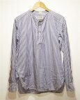 【中古】TATAMIZE タタミゼ NO COLLAR SHIRTS サイズタグ欠損 WHITE / STRIPE TA18-02-004