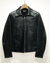 【中古】WARP AND WOOF ワープアンドウーフ Pioneer Tailoring 1936 Leather Zipper Jacket 38 BLK 補修有