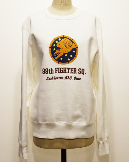 【中古】Buzz Rickson’s バズリクソンズ SET-IN CREW SWEAT SHIRT 99th FTR.SQ.L WHT BR68087