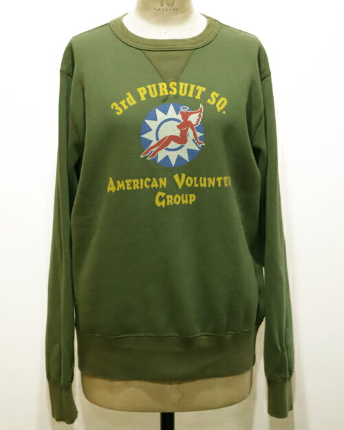 【中古】Buzz Rickson’s バズリクソンズ SET-IN CREW SWEAT SHIRT 3rd PURSUIT SQ.L OLIVE BR67855