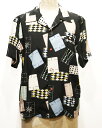 【中古】STAR OF HOLLYWOOD スターオブハリウッド HIGH DENSITY RAYON OPEN SHIRT CARDS OF GAME S BLACK SH38638(4)