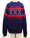 【中古】J.C.Penney ジェイシーペニー 70年代雪柄モックネックニット XL NAVY タグホツレ・毛玉有り