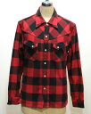 【中古】THE FLAT HEAD ザフラットヘッド HEAVY NEL L/S WESTERN SHIRT 38 RED HNW-52W