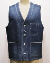 【中古】Pherrow's フェローズ FRONTIER SERIES Worker's Vest 42 INDIGO DENIM VINTAGE WASH 24S-100WV-V.W.