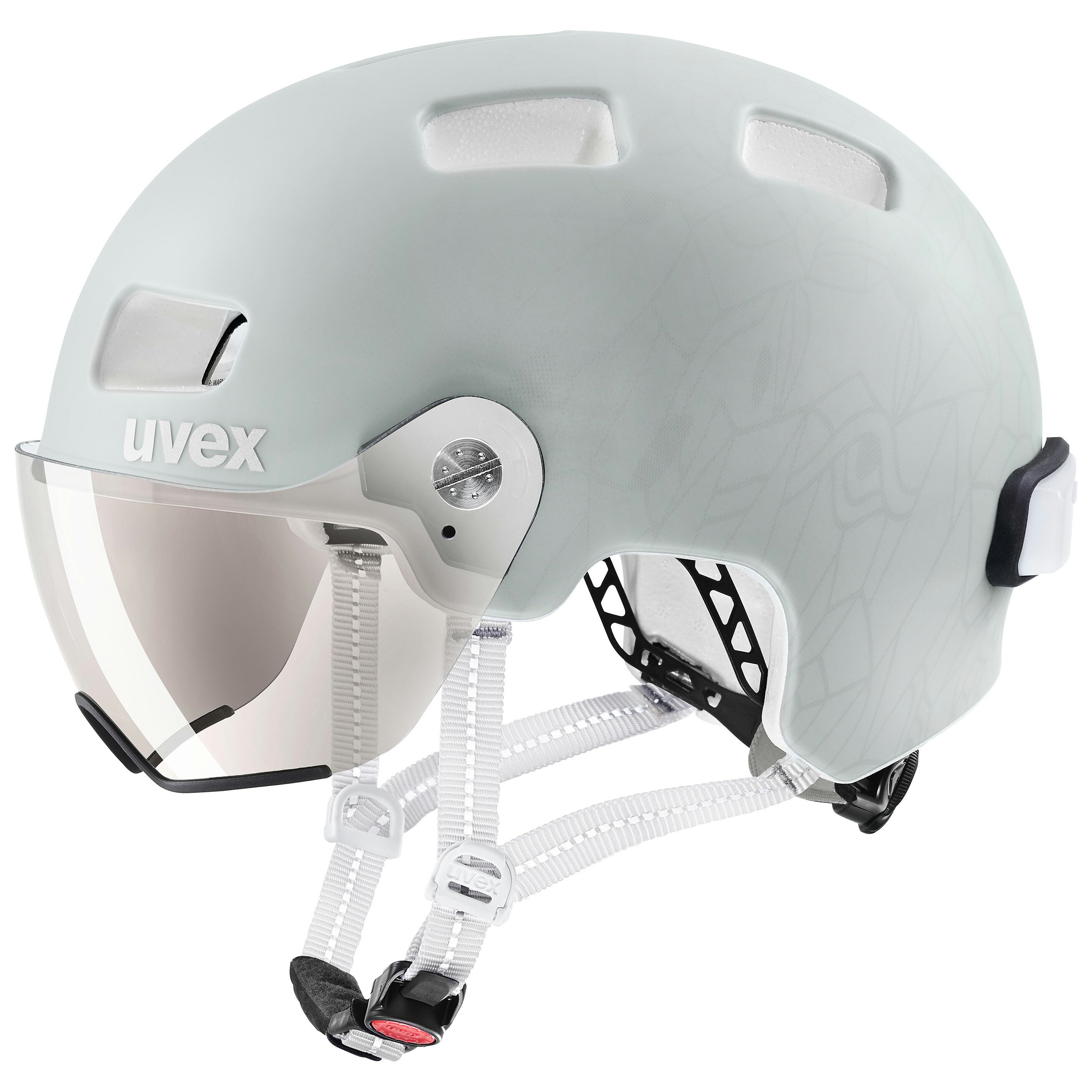 uvex ウベックス 自転車 ヘルメット バイザー付き LEDライト付属 ドイツ製 街乗り rush visor パピルス／グレイマット 55-58 cm