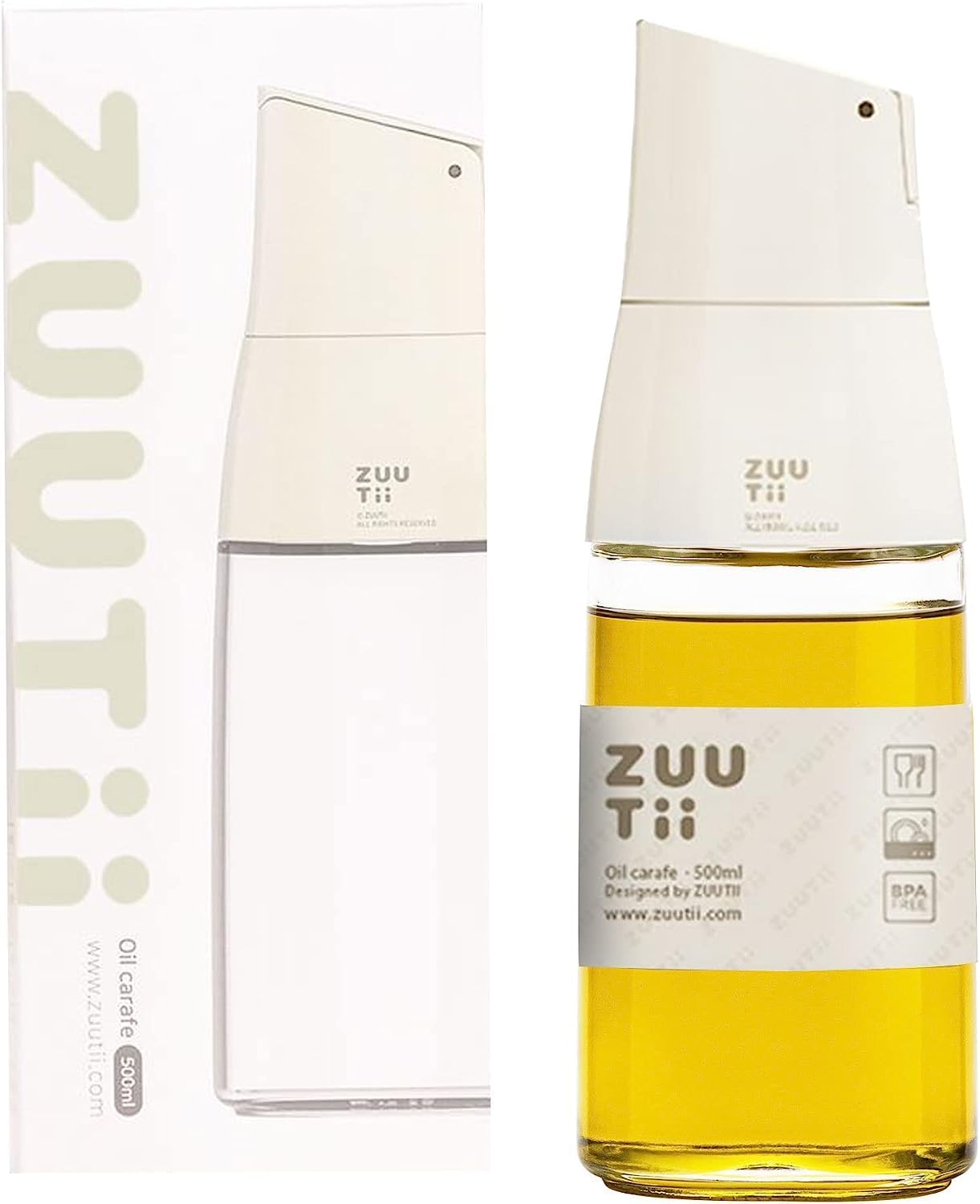 Zuutii 片手で使えるオイルボトル 液だれしない 醤油差し その他調味料に 食洗機対応 ギフトにも 500ml Light Cream