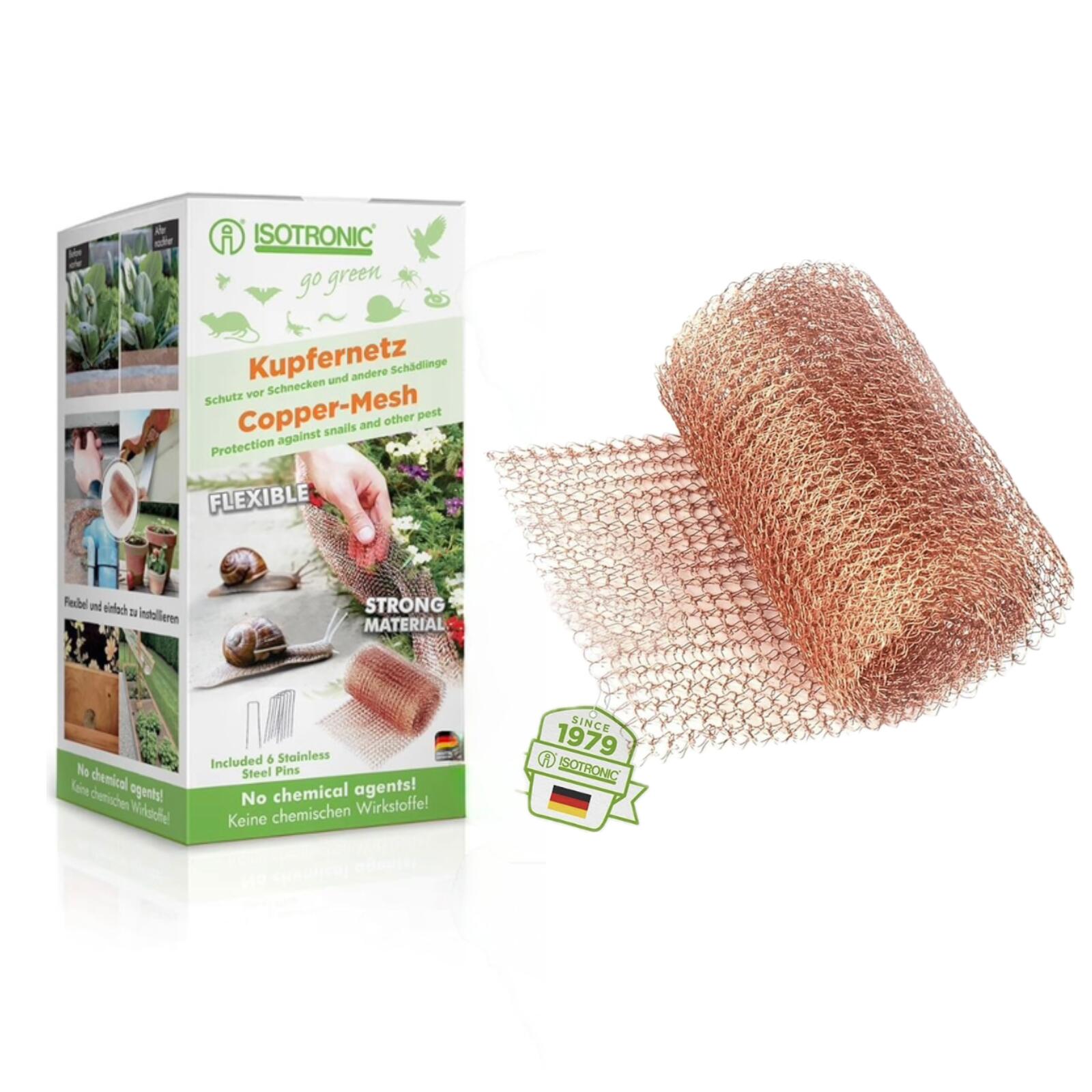 ISOTRONIC銅製カタツムリよけネット、ベッドや上げ床でのカタツムリ対策、ネズミよけ、フレキシブルな..