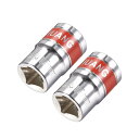 uxcell 13 mmドライブ 17 mm 6ポイント 浅いソケット レッドバンド付き Cr-Vスチール 2個