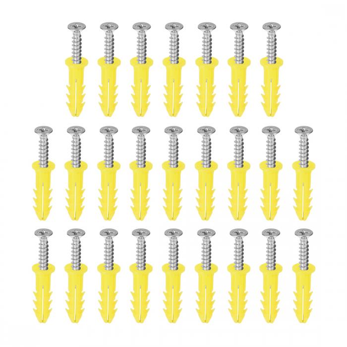 uxcell 6x26 mmプラスチック拡張パイプ プラスチック製 イエロー プラスチック製アンカー 壁プラグ拡張チューブ 25個入り