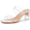 Allegra K ミュールサンダル スライド サンダル クリア カラフル チャンキーヒール レディース ピンク 23.5cm(4)