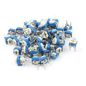 uxcell 可変抵抗器トリマポテンショメータ タテ PCBプリセット ブルー 100K ohm 50個入り