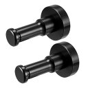 uxcell 壁掛けフック アルミ合金材料 陽極酸化 ブラック シングルフック 長さ43mm 2個入り