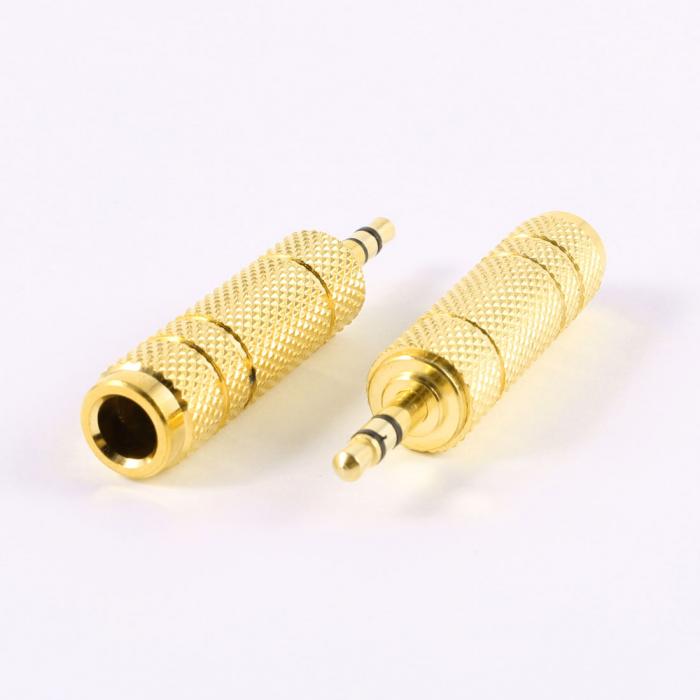 uxcell 2Pcs 3.5mm オスto 6.35mm メス ゴールドトーン 金属 オーディオ アダプター コンバータ