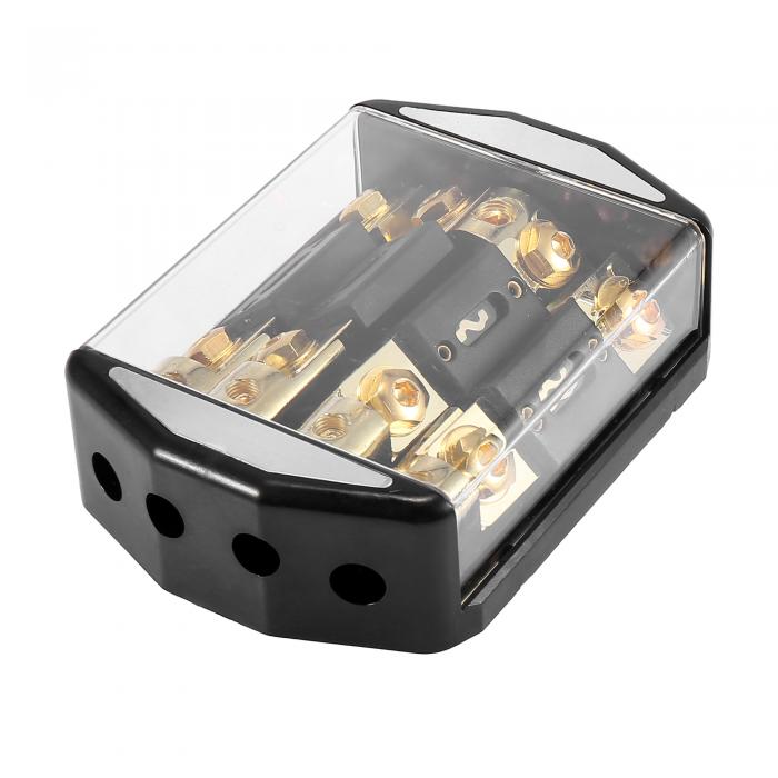 X AUTOHAUX ヒューズホルダー ヒューズ ヒューズボックス ヒューズキャップ インラインヒューズホルダ カーステレオオーディオ 100A ANL 4ウェイ ヒューズ付き1 x 0GA 4 x 4GA 1個入り