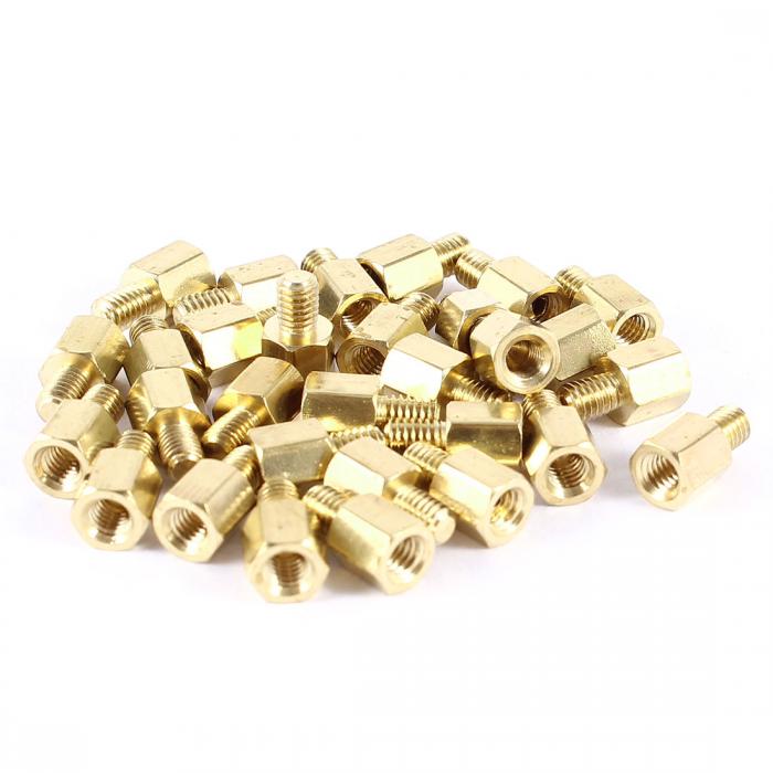 uxcell パソコン PC PCB マザーボード スタンドオフ 六角形 真鍮製 スペーサ M3 6+4mm 30個入り