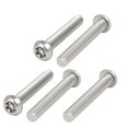 uxcell ボタンヘッドトルクスネジ 304ステンレススチール シルバートーン パンヘッドソケットキャップスタイル M6x40mm 5個入り(4)