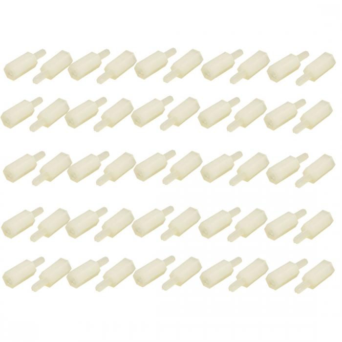 uxcell 六角スペーサー オス8mm+ 5mm 50個 ナイロン 六角スタンドオフスペーサー 交換 M2 メス