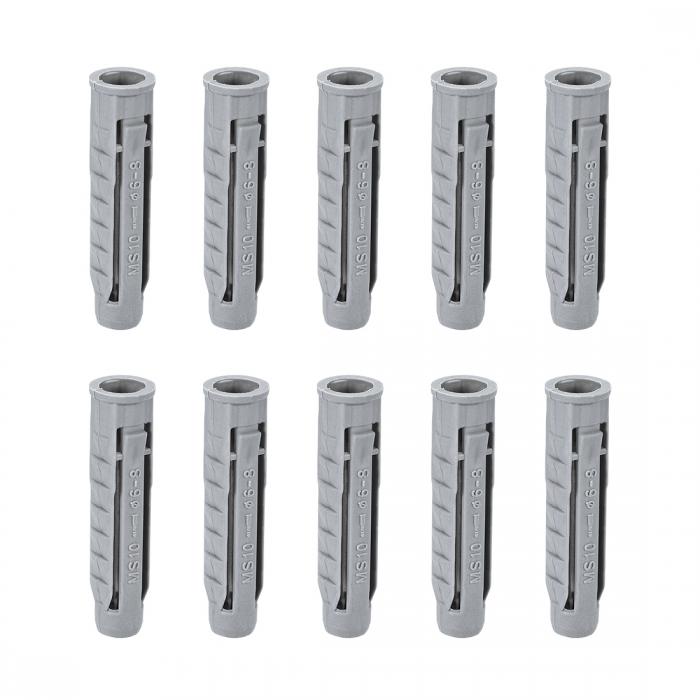 uxcell プラスチック拡張パイプ フレーム固定チューブ グレー プラスチック 10x50mm カラムコンクリートアンカー ウォールプラグ 100個入り