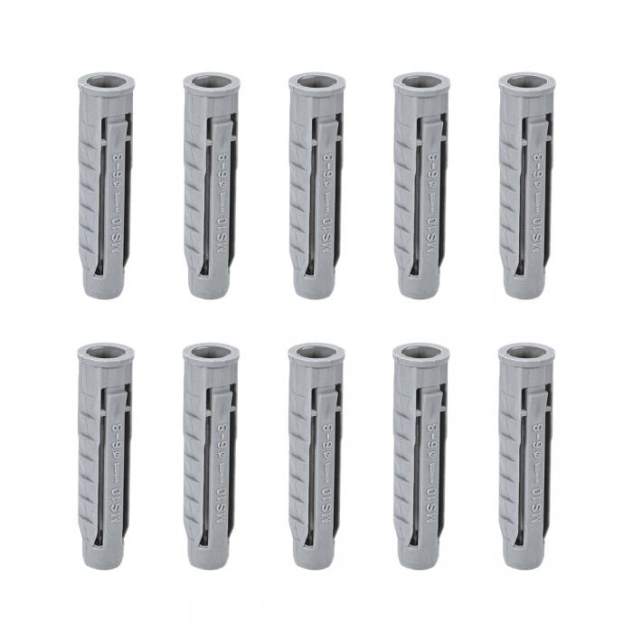 uxcell プラスチック拡張パイプ フレーム固定チューブ グレー プラスチック 10x48mm カラムコンクリートアンカー ウォールプラグ 50個入り